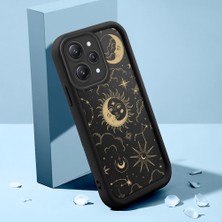 Ucuc Xiaomi Redmi 12 Uyumlu Siyah Silikon Ay Desenli Lens Koruma Şok Emici Esnek Kılıf