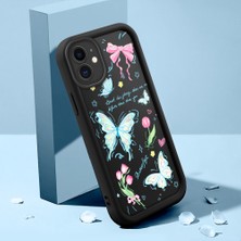 Ucuc iPhone 11 Uyumlu Siyah Silikon Lens Koruma Şok Emici Esnek Kılıf Kelebek Desenli