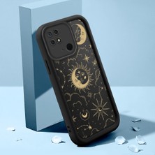 Ucuc Xiaomi Redmi 10C Uyumlu Siyah Silikon Ay Desenli Lens Koruma Şok Emici Esnek Kılıf