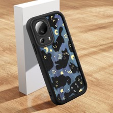 Ucuc Xiaomi 13 Lite Uyumlu Siyah Silikon Ay Desenli Lens Koruma Şok Emici Esnek Kılıf