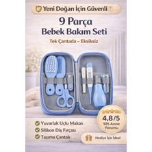 Mininga Yeni Doğan Bebek Bakım Seti 9 Parça – Dijital Ateş  Ölçerli, Çantalı, Güvenli  Seyahat Dostu (Mavi)