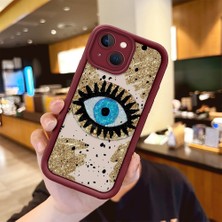 HONTINGA iPhone 15 Plus ile Uyumlu Kılıfı Düşüme Önleyici Basitlik Anti Düşme Kamera Korumali Göz Deseni Bordo Desen Yumuşak Silikon Telefon Kılıfı Kadın ve Erkek Için Uygundur K2-7073