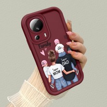 HONTINGA Xiaomi Mi 13 Lite ile Uyumlu Kılıfı Düşüme Önleyici Basitlik Anti Düşme Kamera Korumali Aile Bordo Desen Yumuşak Silikon Telefon Kılıfı Kadın ve Erkek Için Uygundur K2-7074