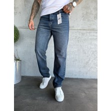 KağanKY Lacivert Yıkamalı  Baggy Jean