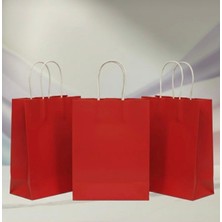 Aybaş Kağıtçılık 1.kalite 18X24 cm (10 Adet) Kırmızı Renkli Kraft Kağıt Çanta,hediye Poşeti,hediye Paketi,kraft Çanta