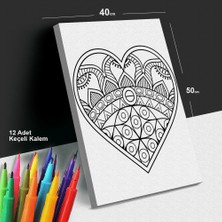 Kalp No2 40X50 Tuval Boyama Seti - 12'li Keçeli Kalem Ile Birlikte -