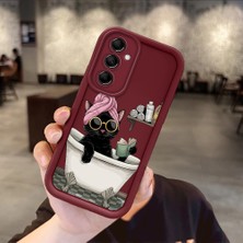 HONTINGA Samsung Galaxy M14 ile Uyumlu Kılıfı Düşüme Önleyici Basitlik Anti Düşme Kamera Korumali Hayvanlar Bordo Desen Yumuşak Silikon Telefon Kılıfı Kadın ve Erkek Için Uygundur K2-7076