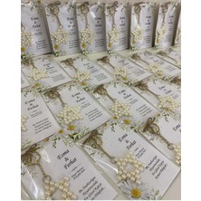 Siyah Lale Nikah Şekeri Inci Yıldız Anahtarlık Bebek, Nikah, Söz, Nişan Hediyelik - 50 Adet