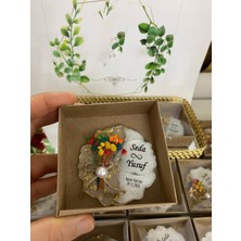 Siyah Lale Nikah Şekeri Çiçekli Epoksi Magnet Kutulu Nikah, Söz, Nişan Hediyelik - 25 Adet