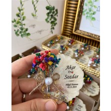 Siyah Lale Nikah Şekeri Çiçekli Epoksi Magnet Kutulu Nikah, Söz, Nişan Hediyelik - 50 Adet