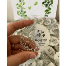 Siyah Lale Nikah Şekeri Epoksi Magnet Simli Paketli Nikah, Söz, Nişan Hediyelik - 50 Adet