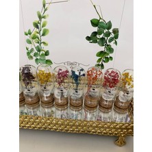 Siyah Lale Nikah Şekeri Cam Fanus Karışık Cipso Çiçekli ve Fıstık Şekerli Nikah, Söz, Nişan Hediyelik - 25 Adet