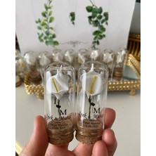 Siyah Lale Nikah Şekeri Cam Fanus Kardelen Çiçek ve Fıstık Şekerli Nikah, Söz, Nişan Hediyelik - 50 Adet