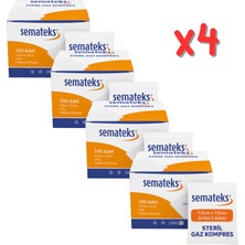 Semateks Steril Pamuklu Dokuma Gaz Kompres Gazlı Bez | 7,5cm x 7,5cm | 4 Katlı | 100'LÜ (5'li Zarf x 20) Klasik