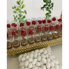 Siyah Lale Nikah Şekeri Cam Fanus Kırmızı Gül ve Fıstık Şekerli Nikah, Söz, Nişan Hediyelik - 50 Adet