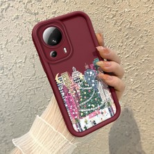 HONTINGA Xiaomi Mi 13 Lite ile Uyumlu Kılıfı Düşüme Önleyici Basitlik Anti Düşme Kamera Korumali Şehir Bordo Desen Yumuşak Silikon Telefon Kılıfı Kadın ve Erkek Için Uygundur K2-7072