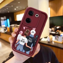 HONTINGA Tecno Camon 20 ile Uyumlu Kılıfı Düşüme Önleyici Basitlik Anti Düşme Kamera Korumali Aile Bordo Desen Yumuşak Silikon Telefon Kılıfı Kadın ve Erkek Için Uygundur K2-7074