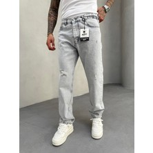 KağanKY Gri Lazerli Baggy Jean