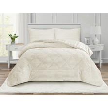 Goblette Home Destina Modern Çizgili Kapitone Yatak Örtüsü Takımı - 3 Parça