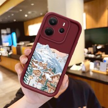 HONTINGA Xiaomi Redmi Note 14 ile Uyumlu Kılıfı Düşüme Önleyici Basitlik Anti Düşme Kamera Korumali Şehir Bordo Desen Yumuşak Silikon Telefon Kılıfı Kadın ve Erkek Için Uygundur K2-7072
