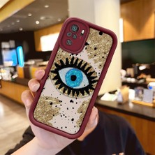 HONTINGA Xiaomi Redmi Note 10 ile Uyumlu Kılıfı Düşüme Önleyici Basitlik Anti Düşme Kamera Korumali Göz Deseni Bordo Desen Yumuşak Silikon Telefon Kılıfı Kadın ve Erkek Için Uygundur K2-7073