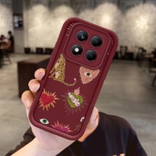 HONTINGA Xiaomi Redmi Note 14 Pro Plus ile Uyumlu Kılıfı Düşüme Önleyici Basitlik Anti Düşme Kamera Korumali Göz Deseni Bordo Desen Yumuşak Silikon Telefon Kılıfı Kadın ve Erkek Için Uygundur K2-7073