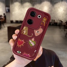 HONTINGA Tecno Camon 20 ile Uyumlu Kılıfı Düşüme Önleyici Basitlik Anti Düşme Kamera Korumali Göz Deseni Bordo Desen Yumuşak Silikon Telefon Kılıfı Kadın ve Erkek Için Uygundur K2-7073