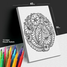 Yaprak Senfonisi 40X50 Tuval Boyama Seti - 12'li Keçeli Kalem Ile Birlikte -