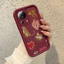 HONTINGA Xiaomi Mi 13 Lite ile Uyumlu Kılıfı Düşüme Önleyici Basitlik Anti Düşme Kamera Korumali Göz Deseni Bordo Desen Yumuşak Silikon Telefon Kılıfı Kadın ve Erkek Için Uygundur K2-7073