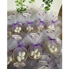 Siyah Lale Nikah Şekeri Halka Nikah Şekeri Fıstık Şekerli Söz, Nişan Hediyelik - 25 Adet