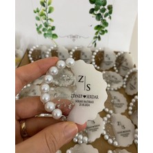 Siyah Lale Nikah Şekeri Incili Epoksi Magnet Paketli Nikah, Söz, Nişan Hediyelik - 50 Adet