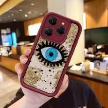 HONTINGA Tecno Spark 20 Pro ile Uyumlu Kılıfı Düşüme Önleyici Basitlik Anti Düşme Kamera Korumali Göz Deseni Bordo Desen Yumuşak Silikon Telefon Kılıfı Kadın ve Erkek Için Uygundur K2-7073