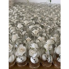 Siyah Lale Nikah Şekeri Cam Fanus 25 Adet Nikah Şekeri Beyaz Gül ve Badem Şekerli