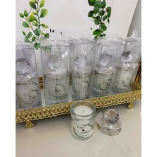 Siyah Lale Nikah Şekeri Kristal Kapaklı Mum Cam Nikah, Söz, Nişan Hediyelik - 25 Adet