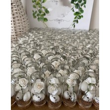 Siyah Lale Nikah Şekeri Cam Fanus Beyaz Gül ve Fıstık Şekerli Nikah, Söz, Nişan Hediyelik - 50 Adet