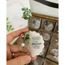 Siyah Lale Nikah Şekeri Çiçekli Epoksi Magnet Kutulu Nikah, Söz, Nişan Hediyelik - 50 Adet