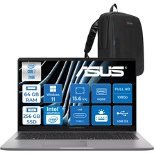 Asus Expertbook P1 P1503CVA Intel® Core™ 7 240H 64GB Ddr5 256GB SSD 15.6"fhd (1920 x 1080) 300NITS WIN11HOME Taşınabilir Bilgisayar ZC716512G0DH21+ZETTAÇANTA