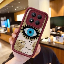 HONTINGA Xiaomi Redmi Note 14 Pro ile Uyumlu Kılıfı Düşüme Önleyici Basitlik Anti Düşme Kamera Korumali Göz Deseni Bordo Desen Yumuşak Silikon Telefon Kılıfı Kadın ve Erkek Için Uygundur K2-7073