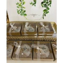 Siyah Lale Nikah Şekeri Çiçekli Epoksi Magnet Kutulu Nikah, Söz, Nişan Hediyelik - 50 Adet