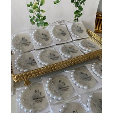Siyah Lale Nikah Şekeri Incili Epoksi Magnet Paketli Nikah, Söz, Nişan Hediyelik - 50 Adet