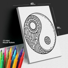 Yin-Yang 40X50 Tuval Boyama Seti - 12'li Keçeli Kalem Ile Birlikte -