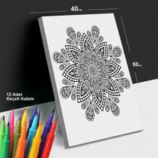 Yıldız Işığı 40X50 Mandala Tuval Boyama Seti - 12'li Keçeli Kalem Ile Birlikte -