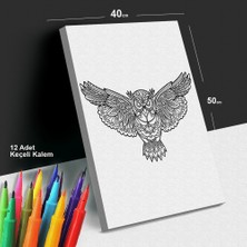 Baykuş 40X50 Tuval Boyama Seti - 12'li Keçeli Kalem Ile Birlikte -