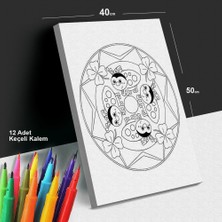 Mutlu Böcekler 40X50 Mandala Tuval Boyama Seti - 12'li Keçeli Kalem Ile Birlikte -