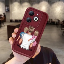 HONTINGA Infinix Smart 8 ile Uyumlu Kılıfı Düşüme Önleyici Basitlik Anti Düşme Kamera Korumali Aile Bordo Desen Yumuşak Silikon Telefon Kılıfı Kadın ve Erkek Için Uygundur K2-7074