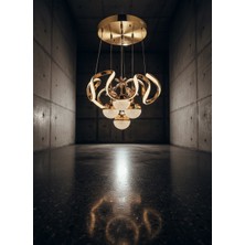 Lüx Aydınlatma Luna Gold Kristal Çiçek Detaylı 4’lü Modern Sarkıt Avize – Salon ve Yemek Odası