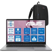Asus Expertbook P1 P1403CVA Intel® Core™ 7 240H 32GB Ddr5 512GB SSD 14"fhd (1920 x 1080) 300NITS WIN11HOME Taşınabilir Bilgisayar PC716512G0DH12+ZETTAÇANTA