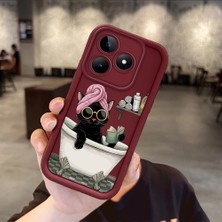 HONTINGA Realme Note 50 ile Uyumlu Kılıfı Düşüme Önleyici Basitlik Anti Düşme Kamera Korumali Hayvanlar Bordo Desen Yumuşak Silikon Telefon Kılıfı Kadın ve Erkek Için Uygundur K2-7076