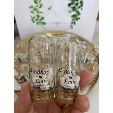 Siyah Lale Nikah Şekeri Cam Fanus Krem Cipso Çiçekli ve Kalp Şekerli Nikah, Söz, Nişan Hediyelik - 25 Adet