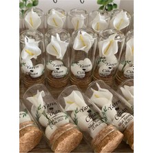 Siyah Lale Nikah Şekeri Cam Fanus 25 Adet Nikah Şekeri Kardelen Çiçek ve Badem Şekerli